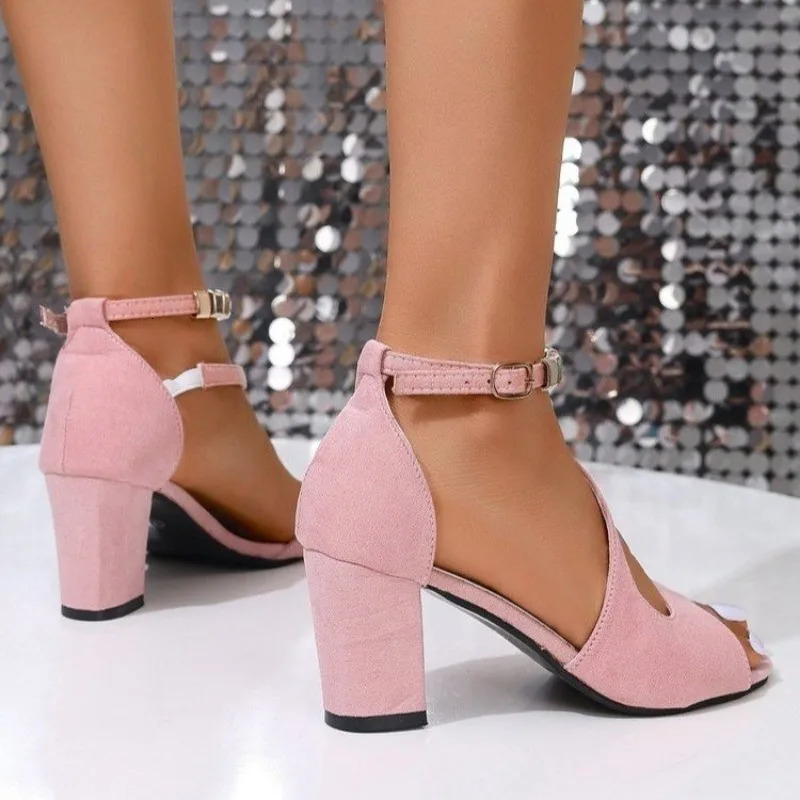 Shoes for Women 2024 Pink Platform Sandals Stylish Open Toe High Heel Sandals Comfortable Chunky Heel Dress Shoes Women 250604