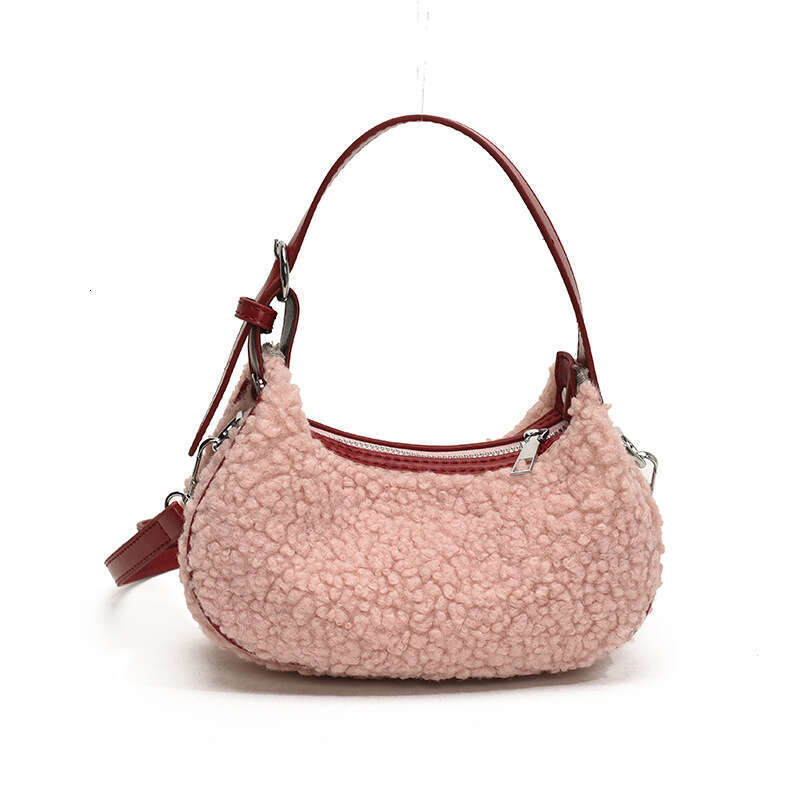 New Stylish Underarm Winter Lamb Wool Elegant Handbag Casual Versatile Shoulder Crossbody Bag for Women