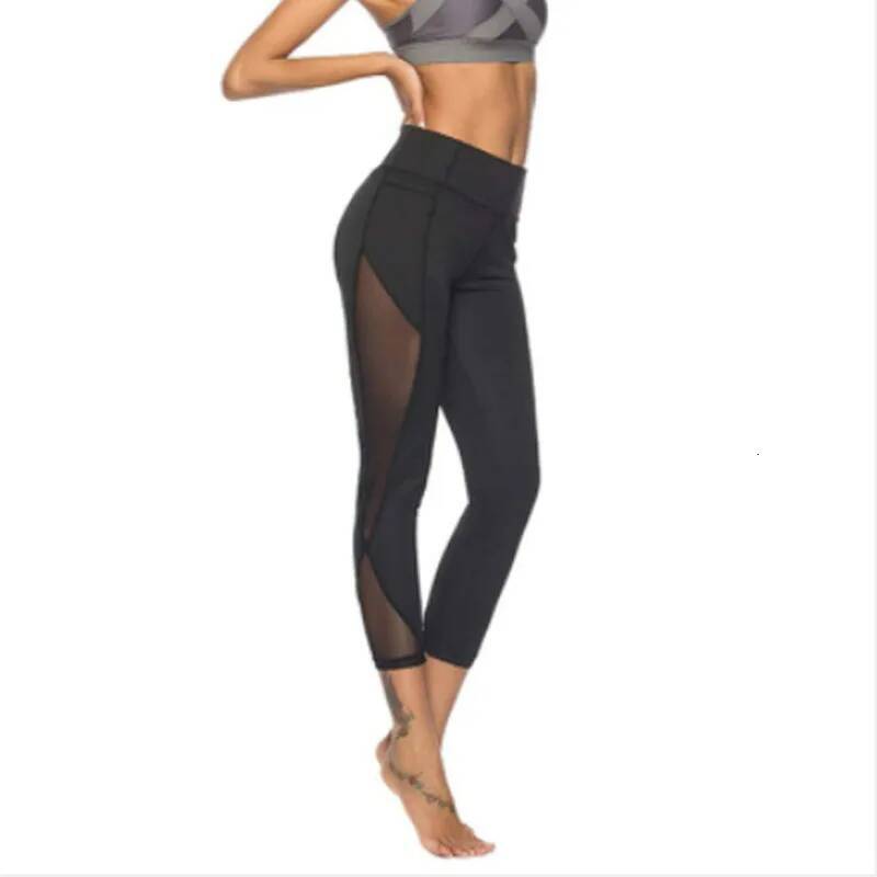 Sexy Mesh Leggings Summer New Women's Clothing Hollow Out Lace Black Sports Yoga Pants Fashion High Waist Elasticity Splicing