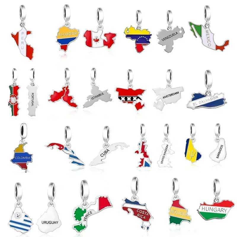 FC Jewelry Fit Original Charm Bracelet 100% 925 Sterling Silver Yellow Blue Red COLOMBIA Flag M Bead For Making Women Berloque XJ250607