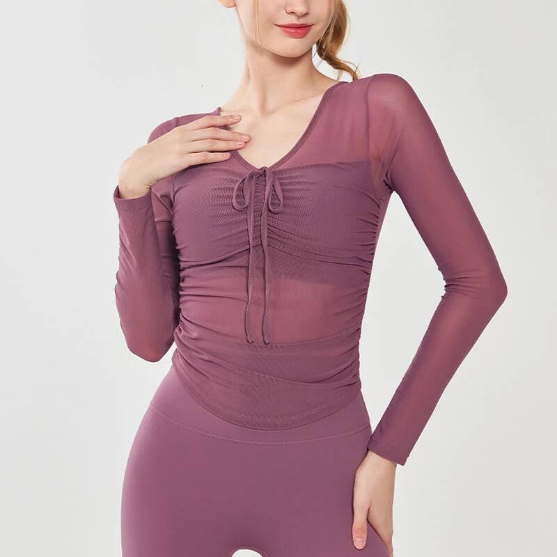 Yoga Suits for Women Spring Summer New Tops with Chest Pads and Long Sleeves Professional Pilates Training Sports Bra