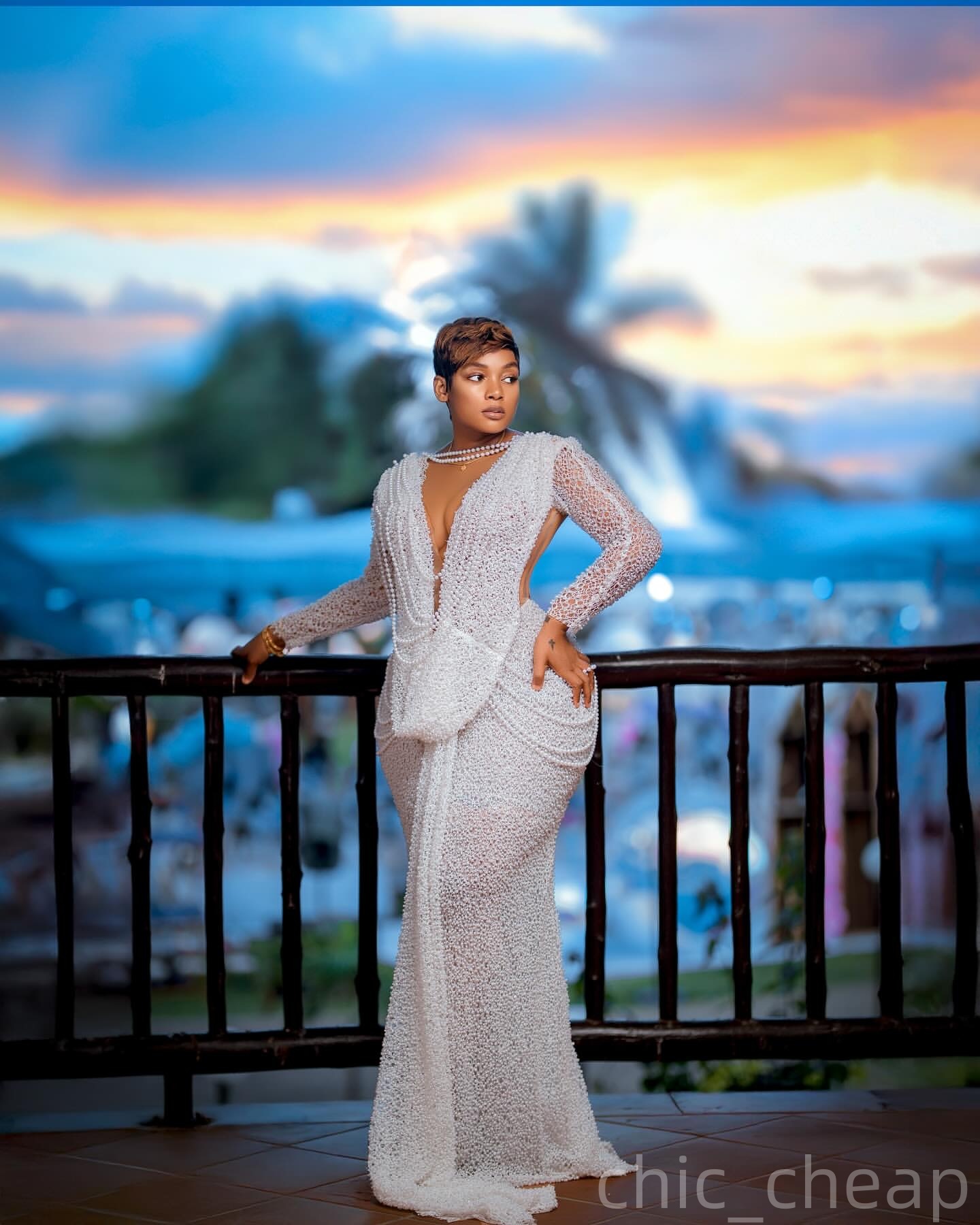 Ivory Mermaid Prom Dresses 2025 Pearls Deep V-neck Full Sleeves Evening Formal Party Second Birthday Engagement Gowns Plus Size Dress For Special Occa