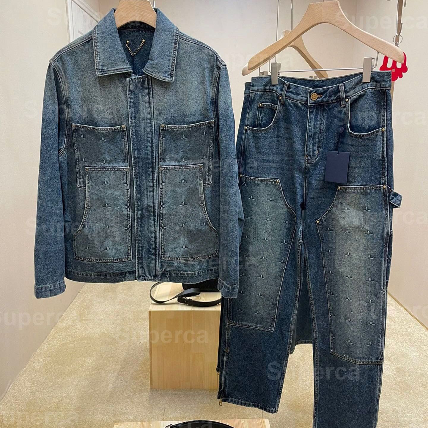 Men's Jacket Jacquard Weave Casual Fashion Mens women's jackets and Jeans Tracksuit brand Designer Jean Jackets Plant letter full print lapel 42ewq3