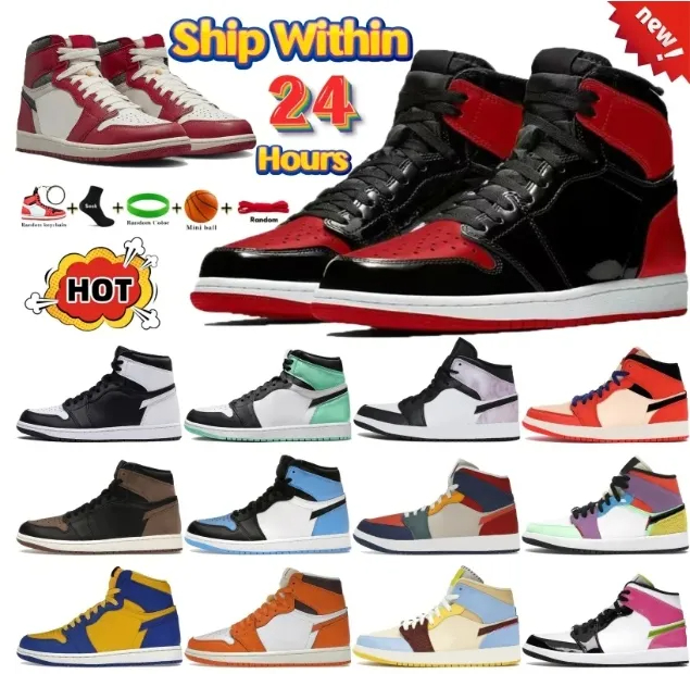1 basketball shoes 1s mens womens black cat oxidized green iv pink bred reimagined red thunder military black blue sneakers trainers