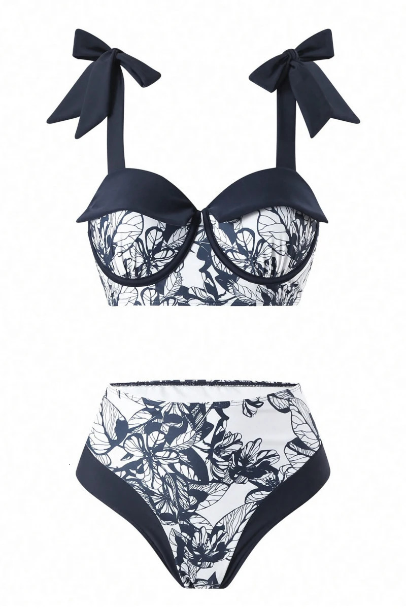 2025 Women Bikinis Set With Cover Swimsuit Swimwear Plus Size Push Up Large Big Floral Swimming Suits Beachwear Bathing 250603