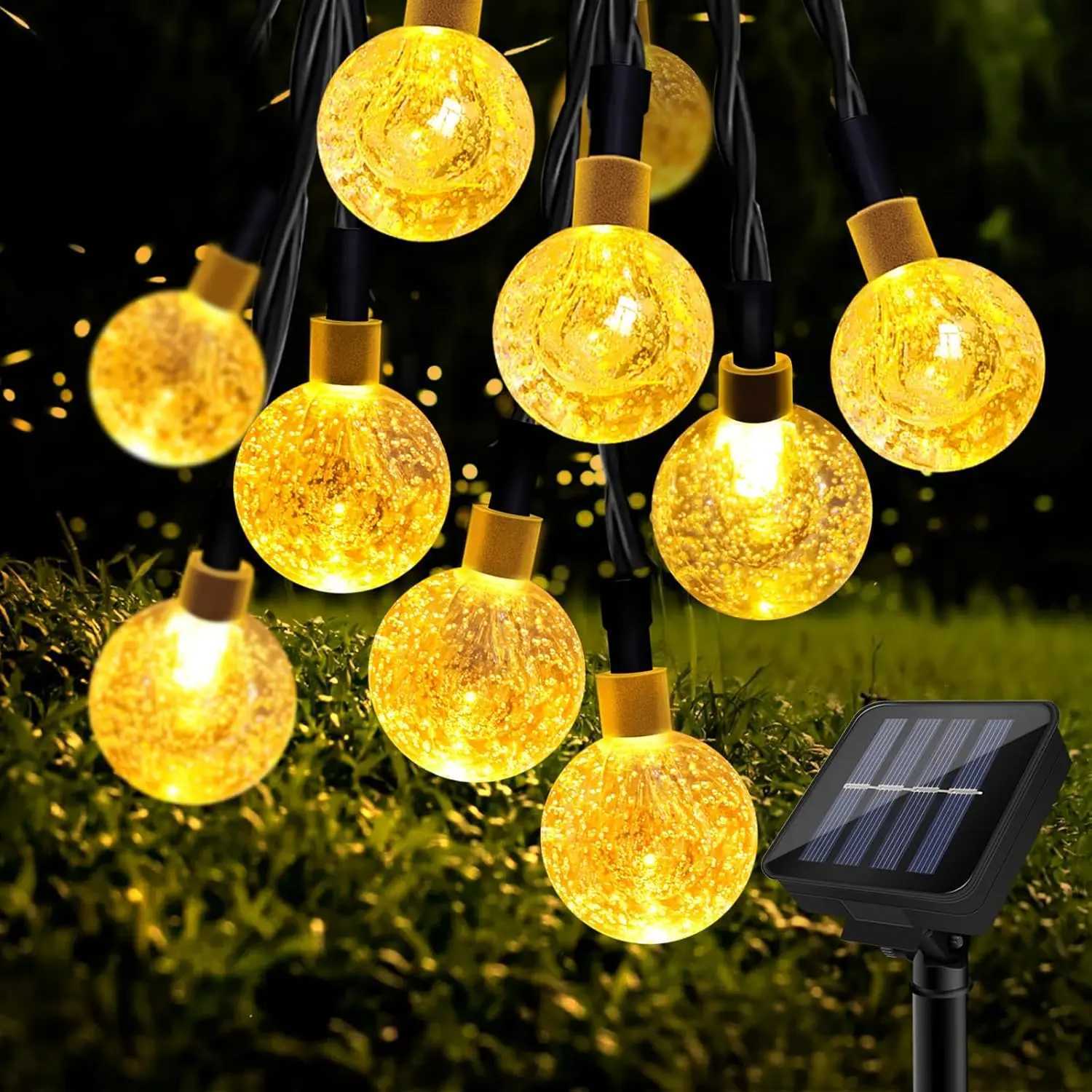 Solar LED Crystal Ball String Light Waterproof Fairy Lights for Wedding Garland Garden Lawn Tree Outdoor Decoration W250607