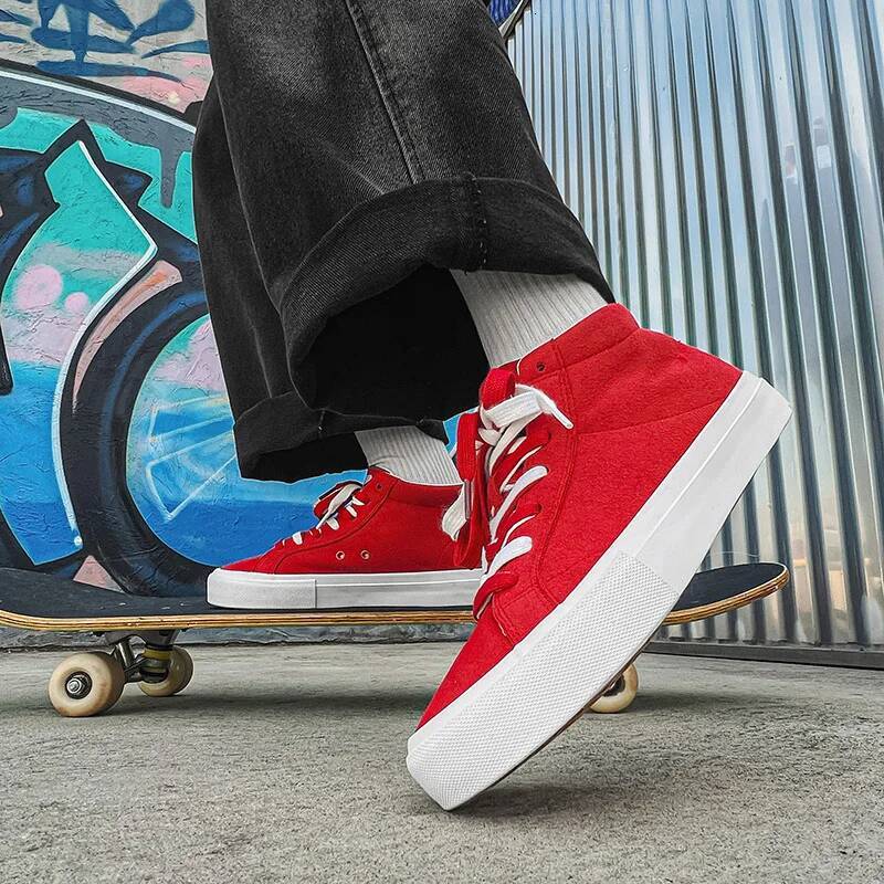 Ddmyoutdoor Ddmyoutdoor Breathable Suede Leather High Top Classic Red Skateboarding Shoes For Women Lace Up Casual Sports Sneakers Men Outdoor Outdoor