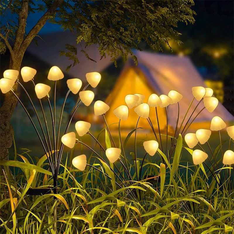 Solar Mushroom Stake Lights Outdoor LED Waterproof Mushroom Pathway Lights Garden Decor Landscape Yard Patio Lawn Solar Lamp XJ250606