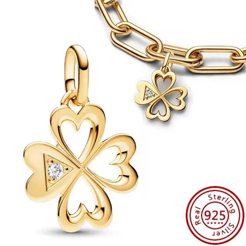 925 Silver Plated Gold Sparkling Unicorn House Friend Round Charm Beads Fit Original Pantaro Bracelet Jewelry Women Gift XJ250607