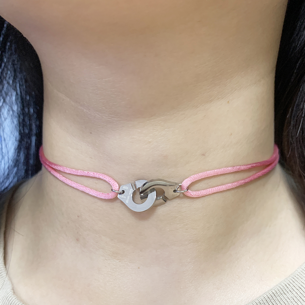 FewDook 2025 New High Quality Stainless Steel Handcuff Les Menottes Pendant Adjustable Necklace Woven Rope Hand Woven Rope Necklace
