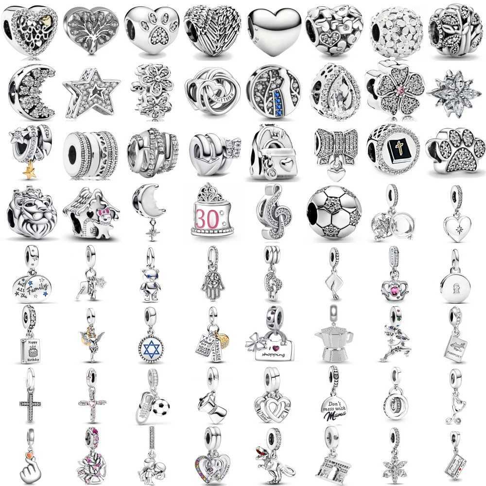 2025 New S925 Silver Spring Ball Bear Cross Pendant Suitable for Original Bracelets DIY Accessories Womens Charm Jewelry Gifts XJ250607