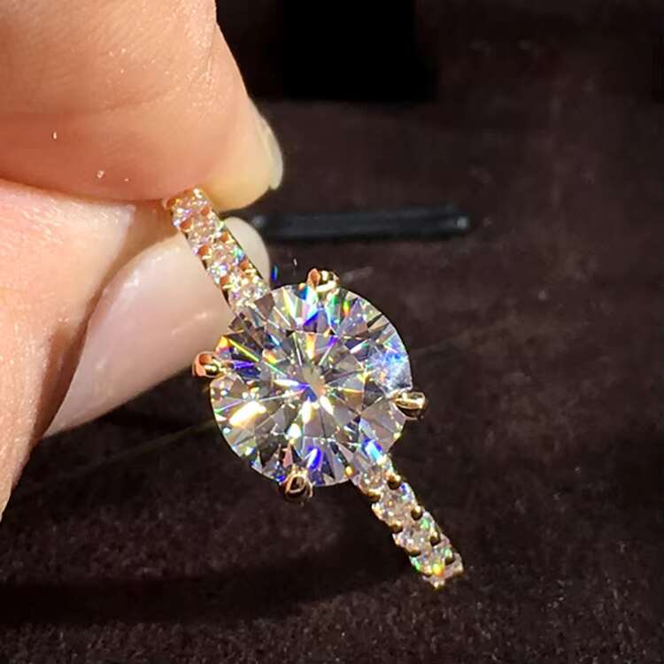 Wedding Rings Gold 18K Couple Simple Gold Ring Moissanite Engagement Rings