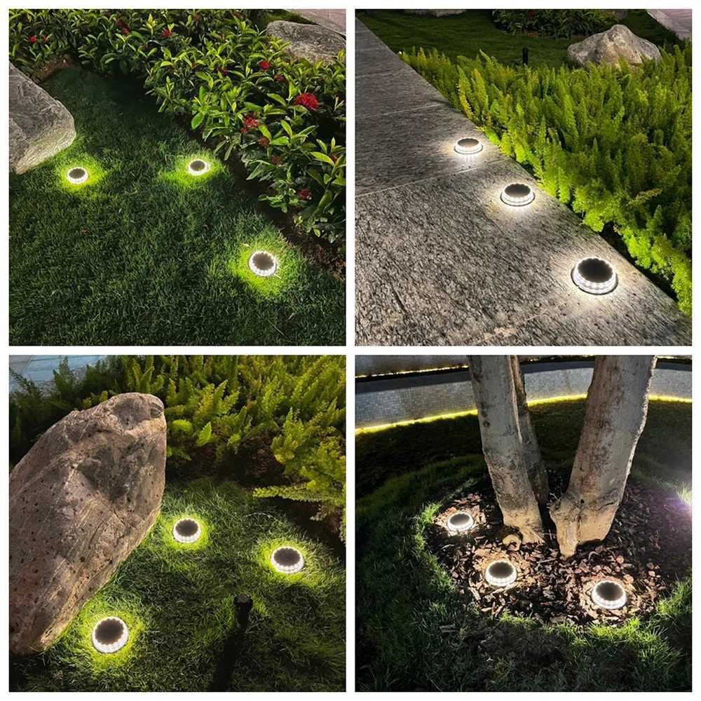 10PCS Super Bright LED Solar Pathway Light Outdoor IP65 Waterproof 3.7V 1200mAH Ground Lamp for Garden Decoration W250607