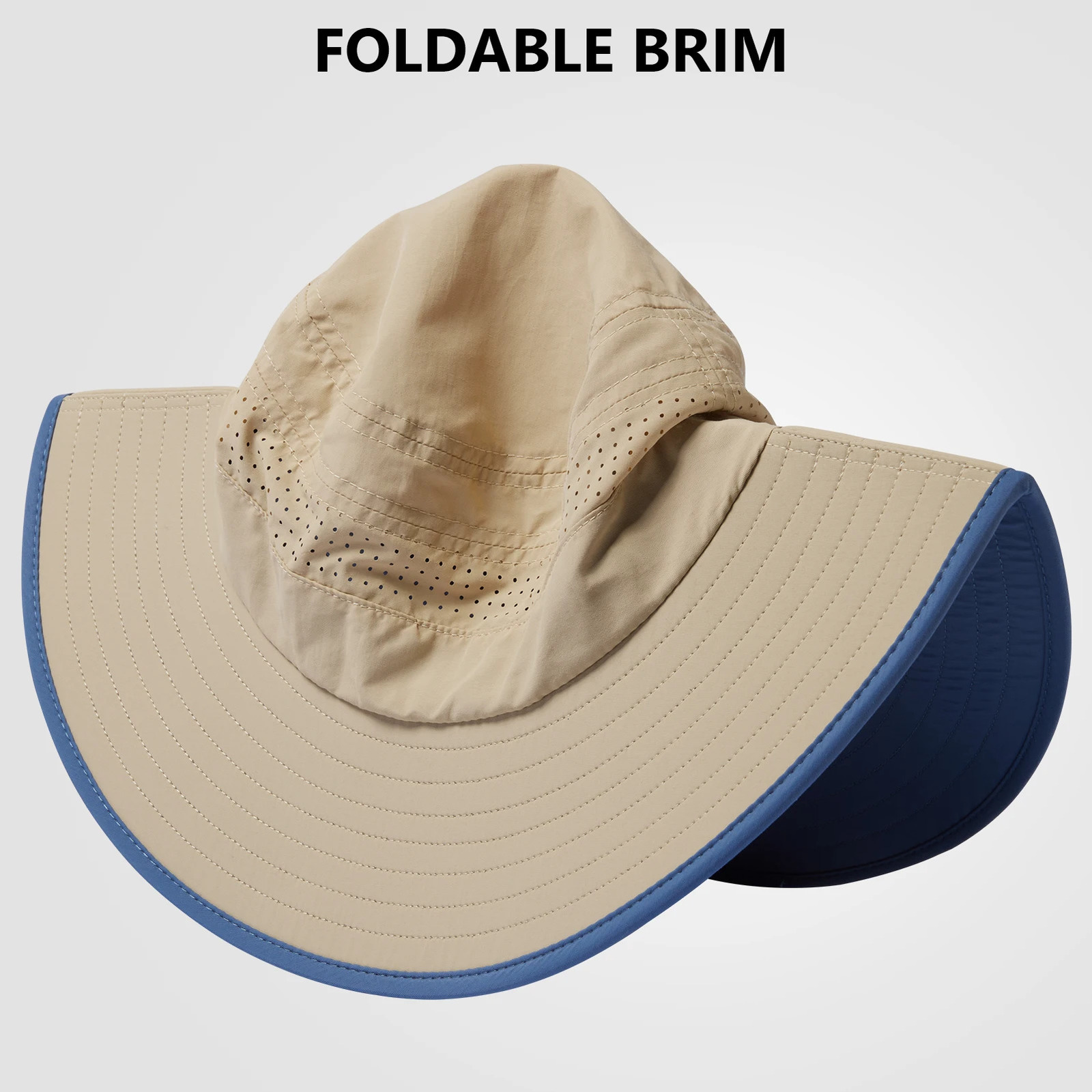 UPF 50 Foldable Birm Water-Resistant Sun Bucket Hat with Laser Perforated Mesh Adjustable for Men Women Outdoor 250605