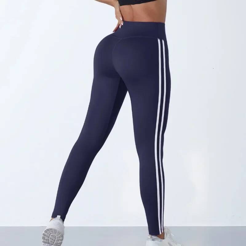 Yoga Women Striped Slim Sports Pants High Waist Hip Liftting Casul Tights Workout Running Stretchy Gym Leggings Women's