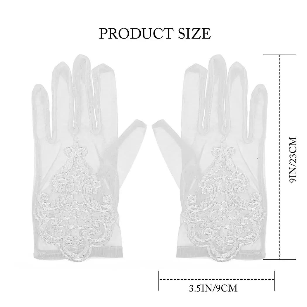 Tulle Wedding Gloves Short Bride Ivory Lace Tea Party Bridal Accessories for Women and Girls 250603