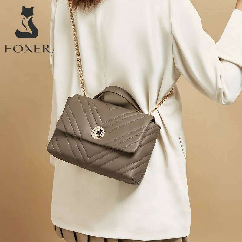 Elegant Female Shoulder Clutch by FOXER - Durable Full Grain Leather Strap Purse Ideal Gift Choice