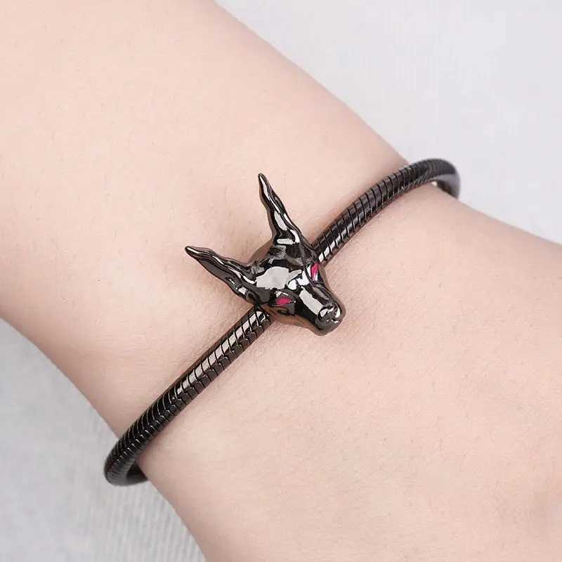 Hot Sale 925 Silver Charms Beads Black Animal Dog Fit Original Bracelet Making For Women Jewelry Fashion PendantXJ250607