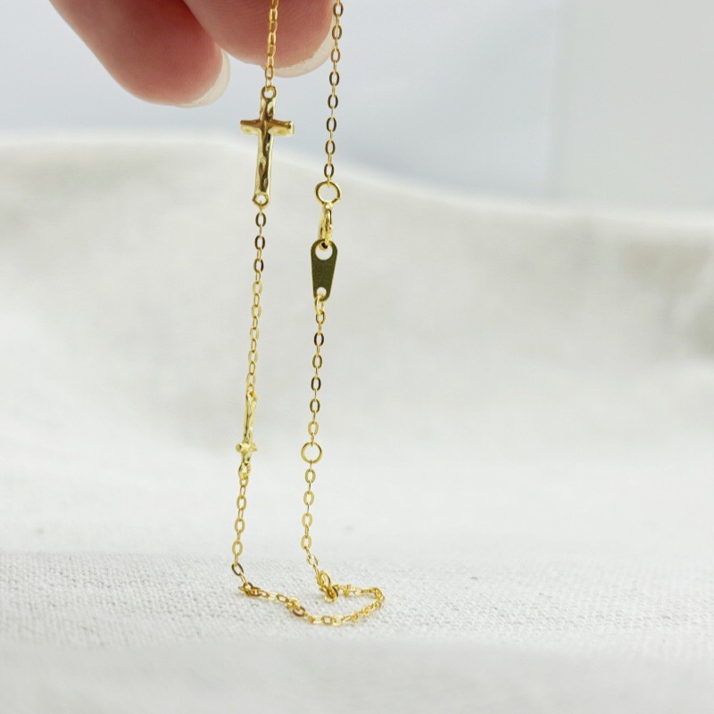 2025 Choucong Ins Sweet Cute Top Sell Tiny Girls Wedding Chain Bracelet Simple Fine Jewelry Genuine S999 Sterling Silver Cross Bangle For Lover Gift