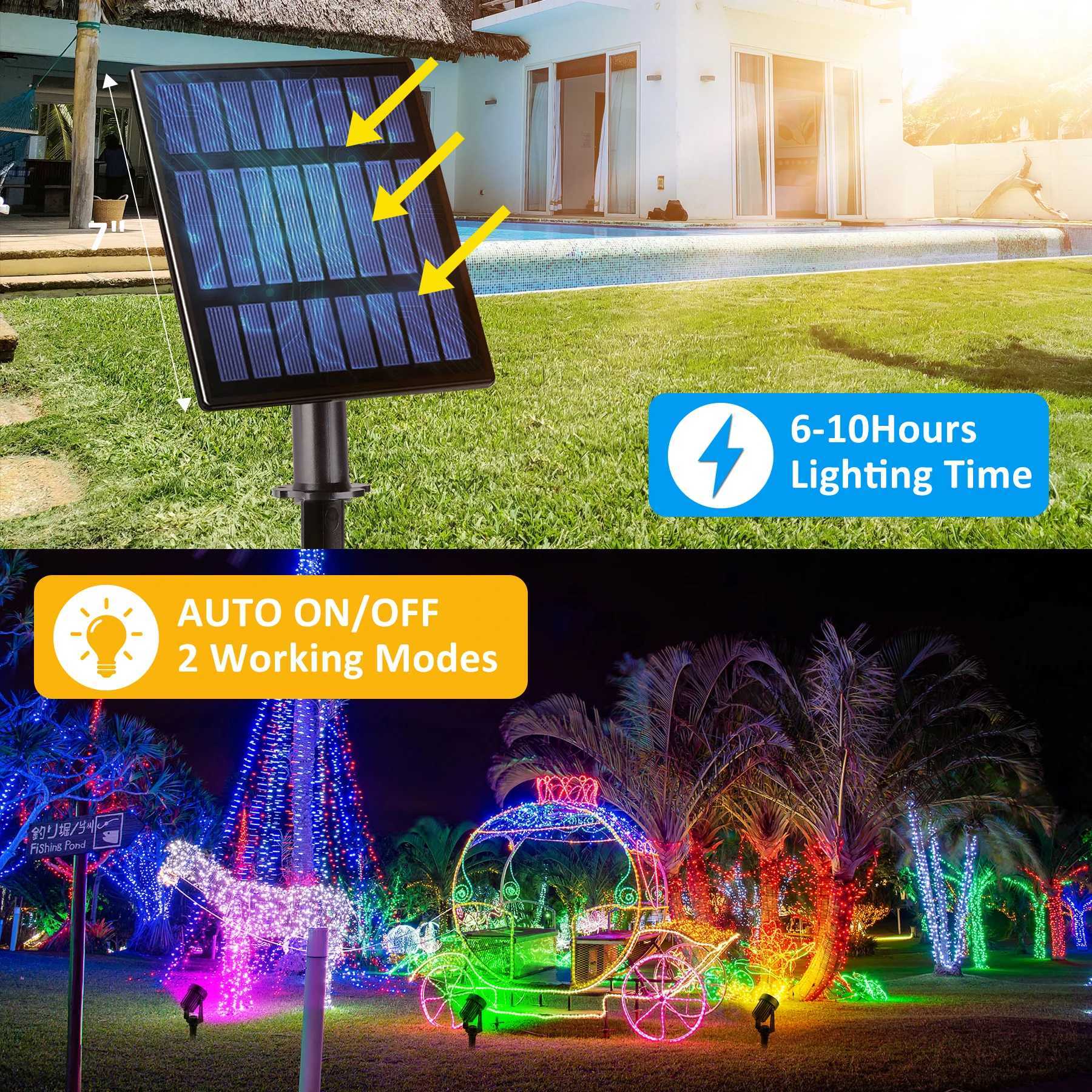 1/2/4 Lights RGB Solar LED Light Outdoor Solar Spotlight Solar Garden Light Outdoor IP65 Lawn Lamp Festival Decorative Lights W250607