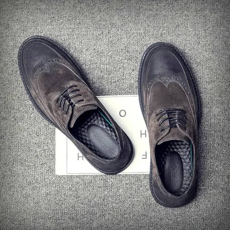 Ddmyoutdoor Brand Fashion Mens Flats Casual British Style Oxfords Business Men Dress Suede Brogue Party Formal Shoes Gh Outdoor Shoes