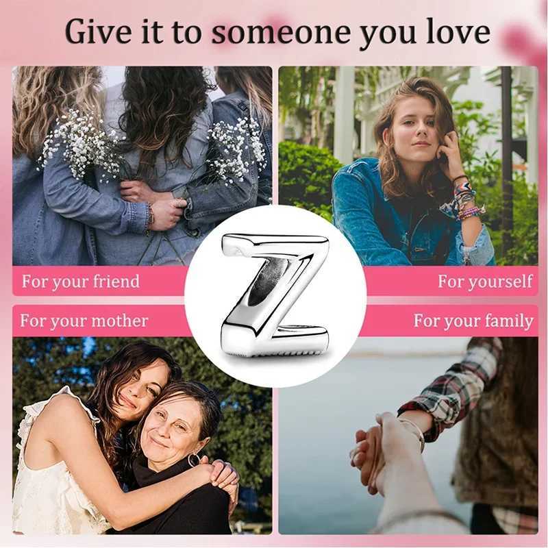 Silver 925 26 Letter A-Z Alphabet Charm Fine Beads Fit Original Charms Silver Bracelet DIY Fine Jewelry for Women Gift Making XJ250607