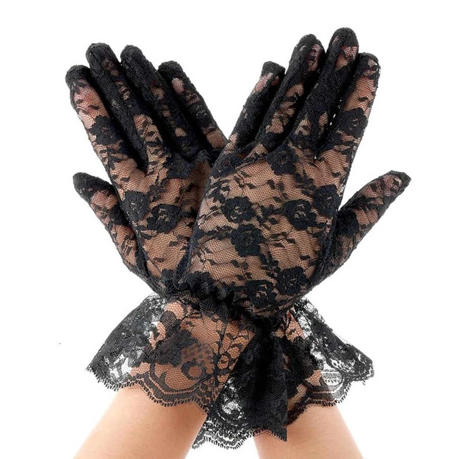 Arrival Black White Red Short Lace Gloves Bride Gloves For Bride Finger Guantes 2025 250603