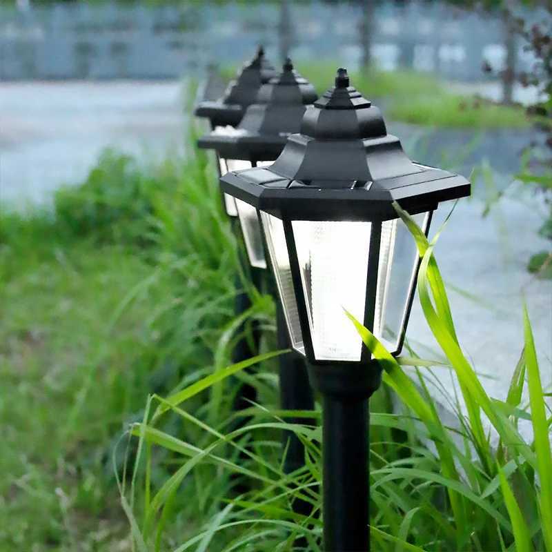 Retro Solar Lights Outdoor Hexagonal LED Wall Lamp IP65 Waterproof Lawn Lights Landscape Lighting for Courtyard Garden DecorXJ250606
