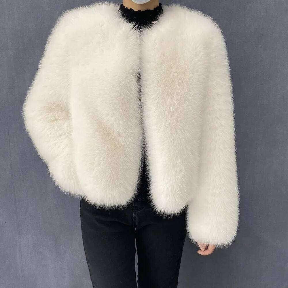 Street Fashion Faux Coat Women Winter Hot Cool Girls Fluffy Short Fur Fox Jacket luanyun