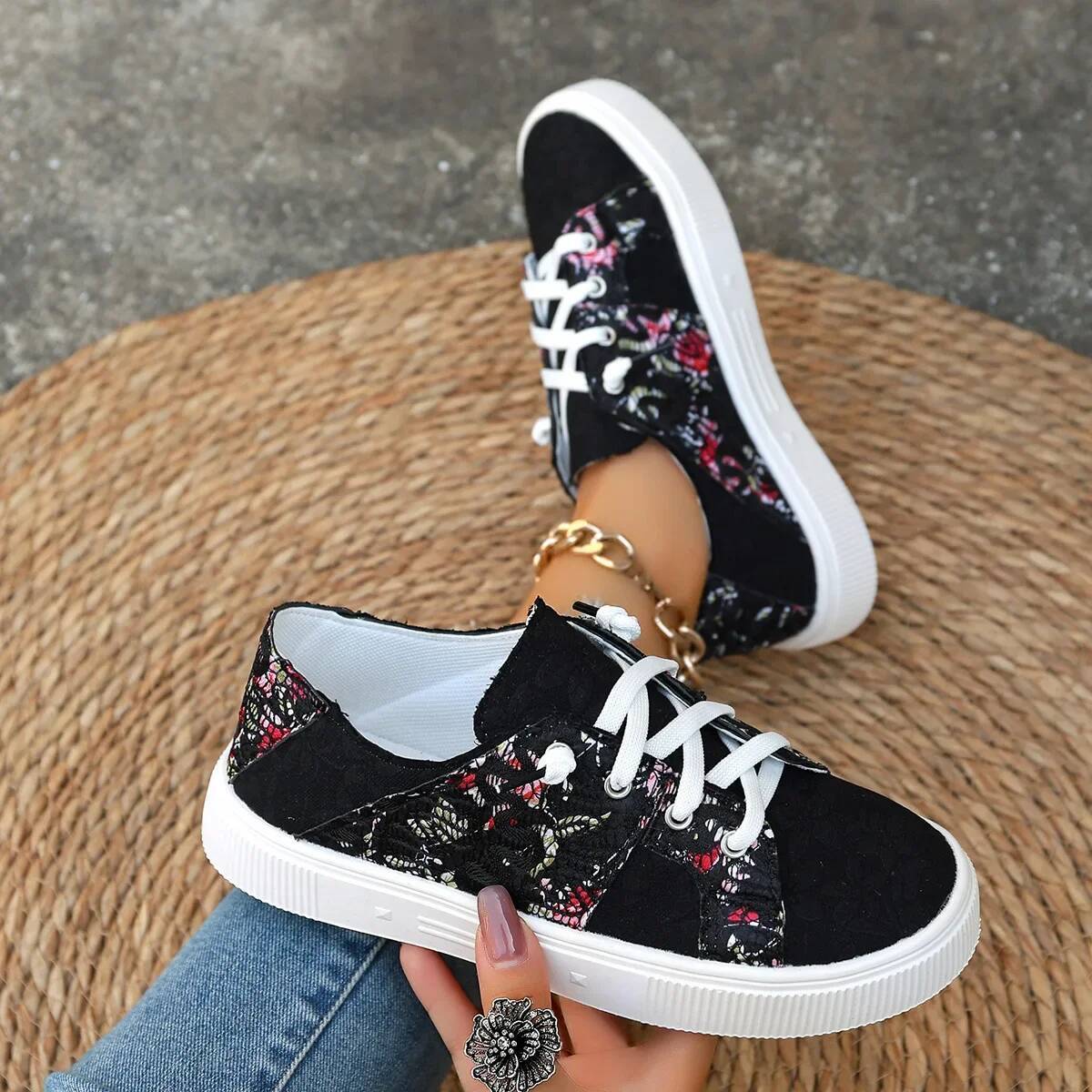 Ddmyoutdoor Ddmyoutdoor Women S Spring New Canvas Breathable Lace Up Round Toe Board Lightweight Casual Flat Sole Single Shoes For Outdoor Outdoor Sho