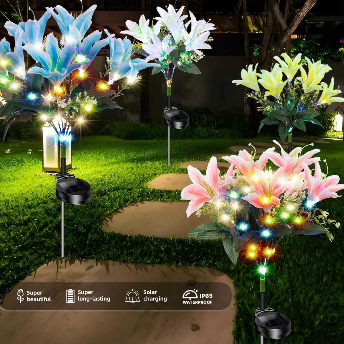 7-head lily solar garden light outdoor IP65 waterproof simulation flower LED decorative courtyard lawn decorative lightXJ250606