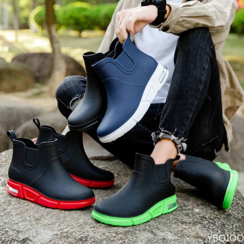 Ddmyoutdoor Men Rainboots Waterproof Rain Boots Ankle Fishing Car Wash Water Shoes PVC Male Winter Fashion Outdoor Flat Non Slip Comfortable Outdoor S
