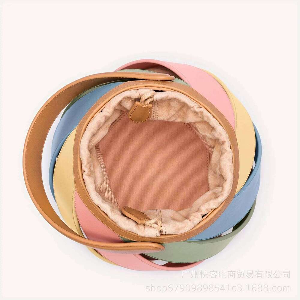 New Multicolor Geometric Ing Cylinder Women's Handbag Niche Design Fashionable Textured Evening Bag