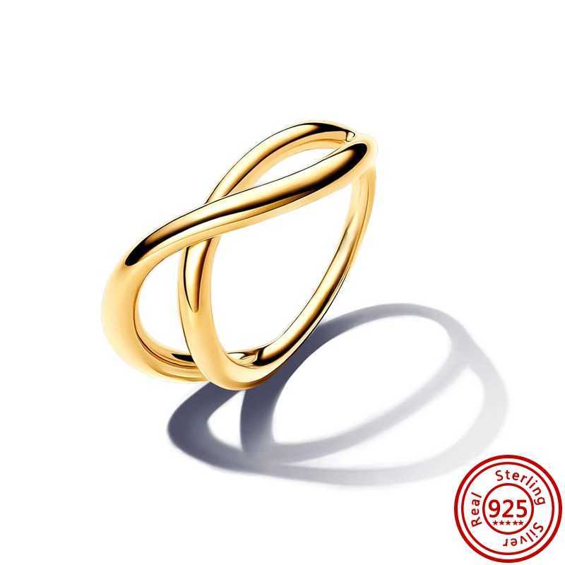 New 925 Sterling Silver Sparkling Golden Ring Love Zircon Pearl Black And White Stars Two Piece Set Charm Rings Jewelry Gift XJ250606