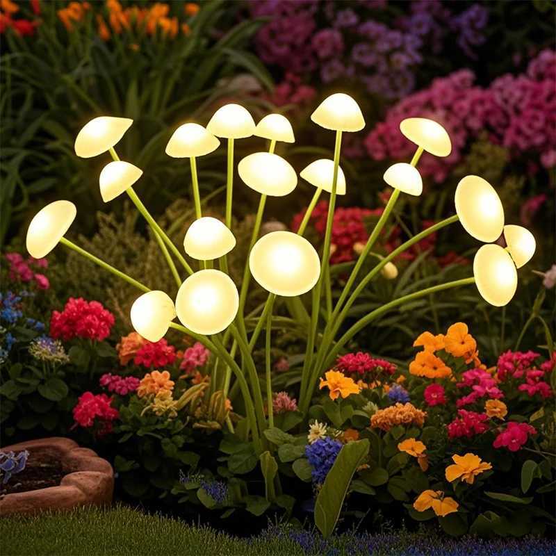 LED Outdoor Mushroom Jellyfish Sway Solar Lights Garden Waterproof Patio Pathway Yard Balcony Decor Lawn Lamp W250607
