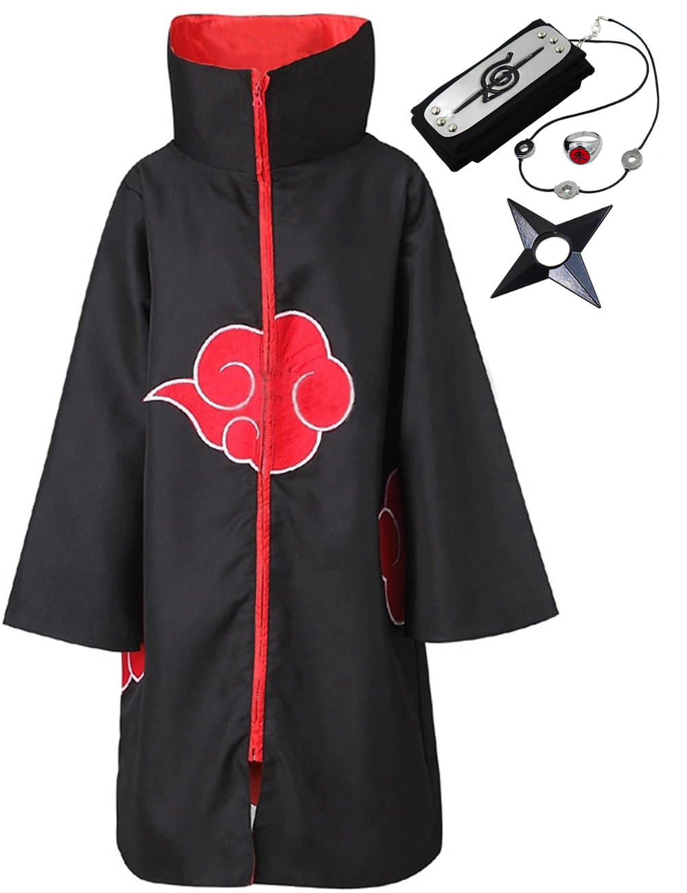Long Black Robe Capes Halloween Carnival Cosplay Costume with Accessories