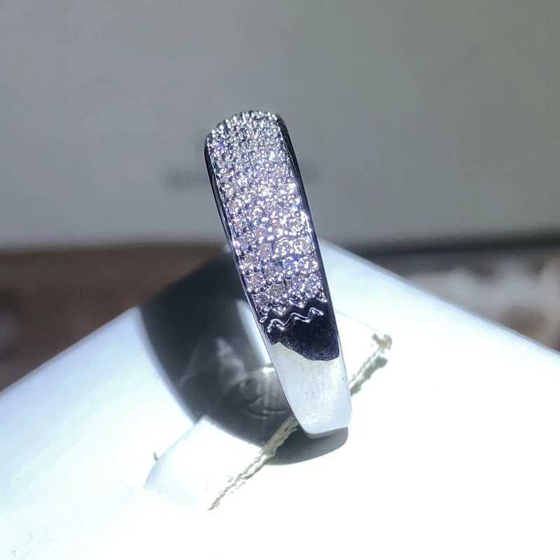 Sparkling White Zirconia Full Diamond Ring Ladies 925 Stamp New Fashion Party Wedding Jewelry Gifts For Men And Women XJ250606