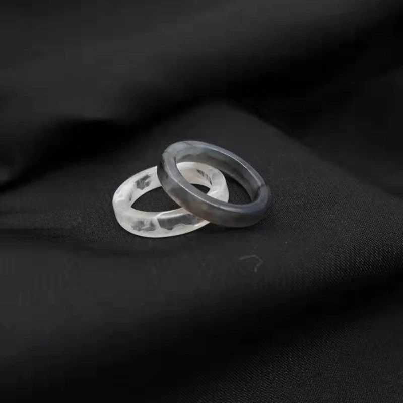 2Pcs Resin Rings Tiny Aesthetic Acrylic Ring Women Teen Girl Cute Stackable Ring Statement Jewelry Ornament Ring Gift W250606