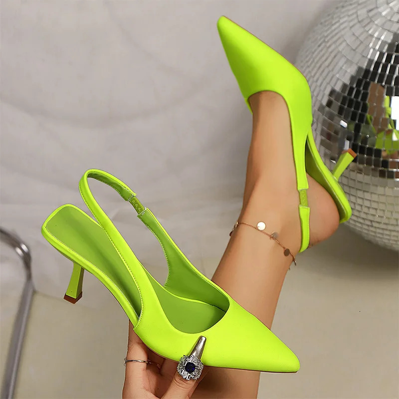 Light Green High Heels Sandals for Women Summer Lightweight Thin Heeled Sandals Slingback Pointed Toe Party Dress Shoes 250605
