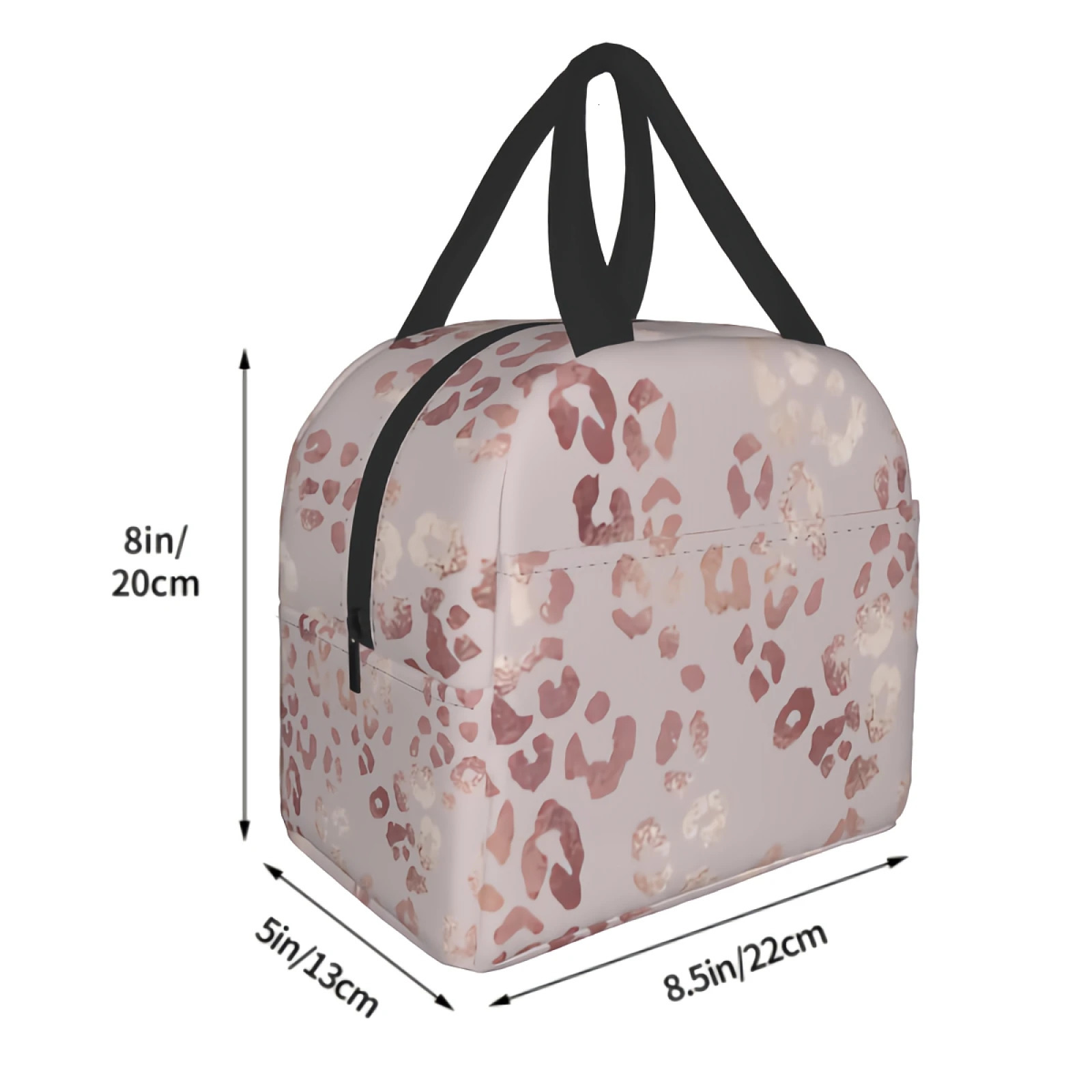 Leopard Print Lunch Bag Elegant Tote Bag Rose Gold Insulated Lunch Bag for Women Men Teen 250606