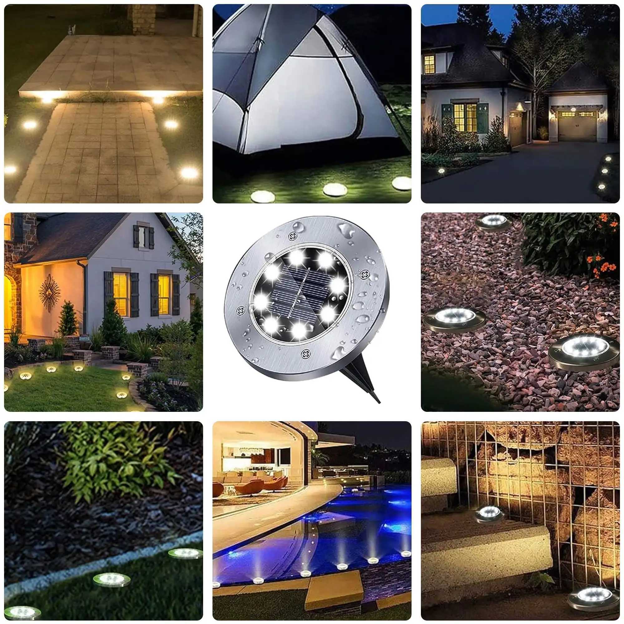 12 Pack Outdoor Waterproof Solar Lights LED Underground Lights for Yard Patio Garden Lawn Balcony Outdoor Pathway XJ250606