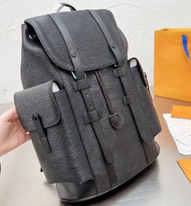 Luxury Black embossing Backpacks large capacity travel bag Women Leather Backpack knapsack backpack Christopher pm bags