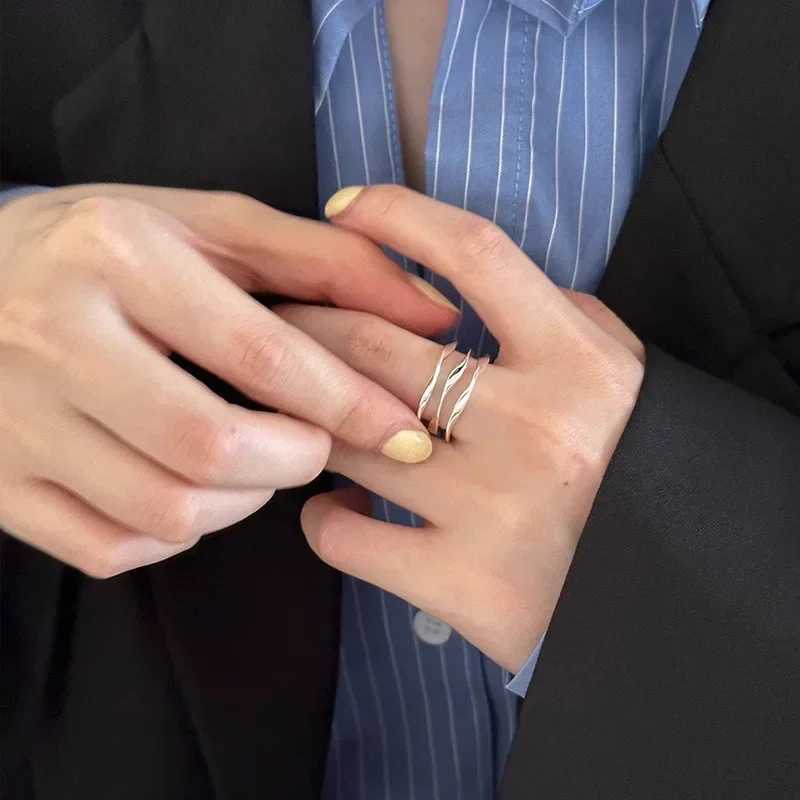 925 Silver Multi-layer Geometric Opening Adjustable Rings for Women Fine Jewelry Minimalist Accessories XJ250606