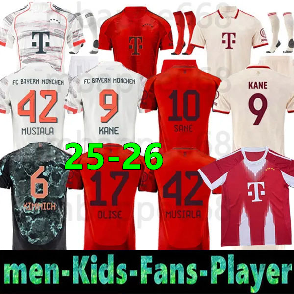 25 26 SANE KANE MULLER Soccer Jerseys 2025 2026 BAYERNS Munich Beckenbauer GNABRY DAVIES Shirt JOAO KIMMICH GORETZKA MUSIALA Olise kids kit Football uniform 16-4XL