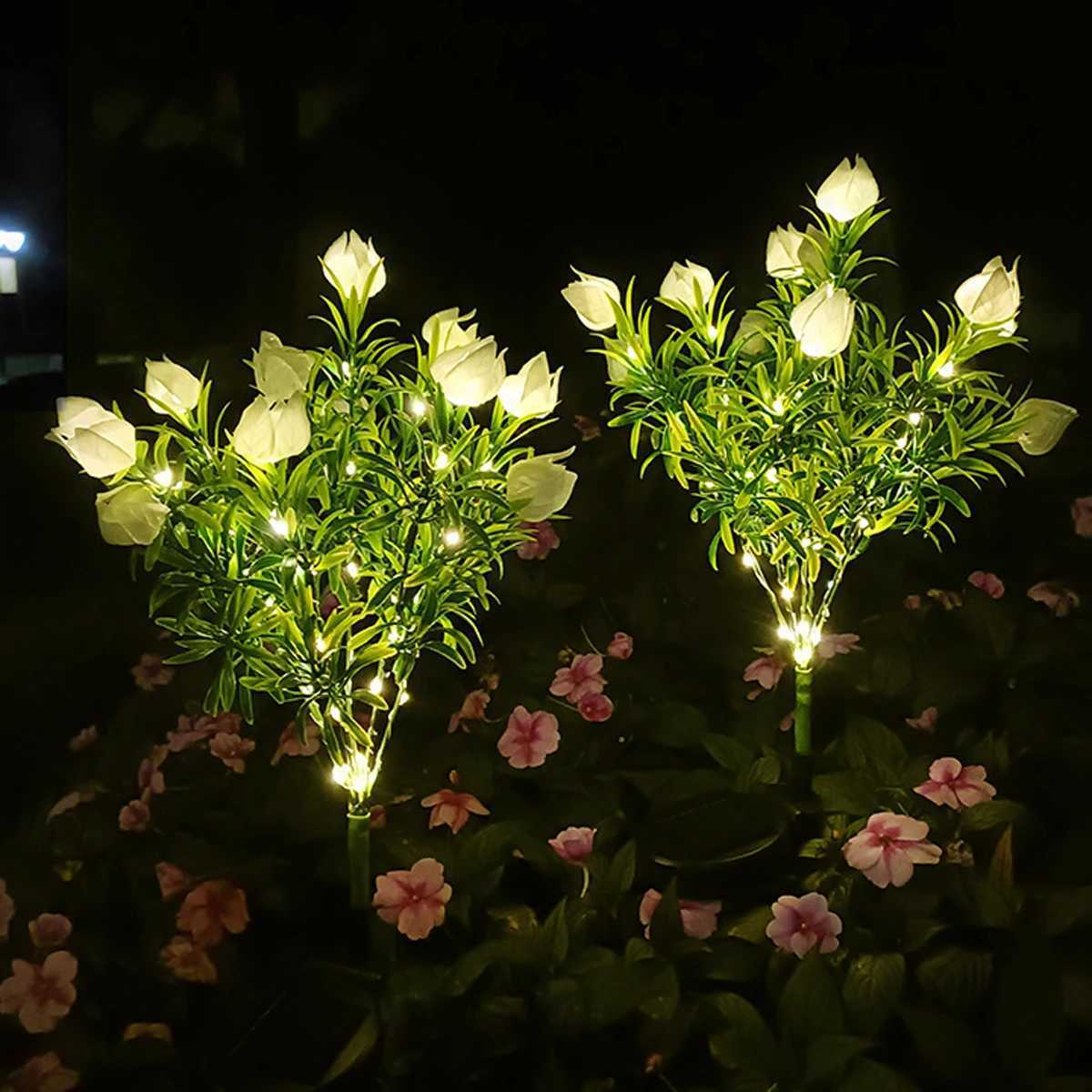 Solar LED Lights Gardenias Flower Lawn Lamp IP65 Outdoor Waterproof For Yard Patio Courtyard Garden Ambiance Ornamental LightsXJ250606
