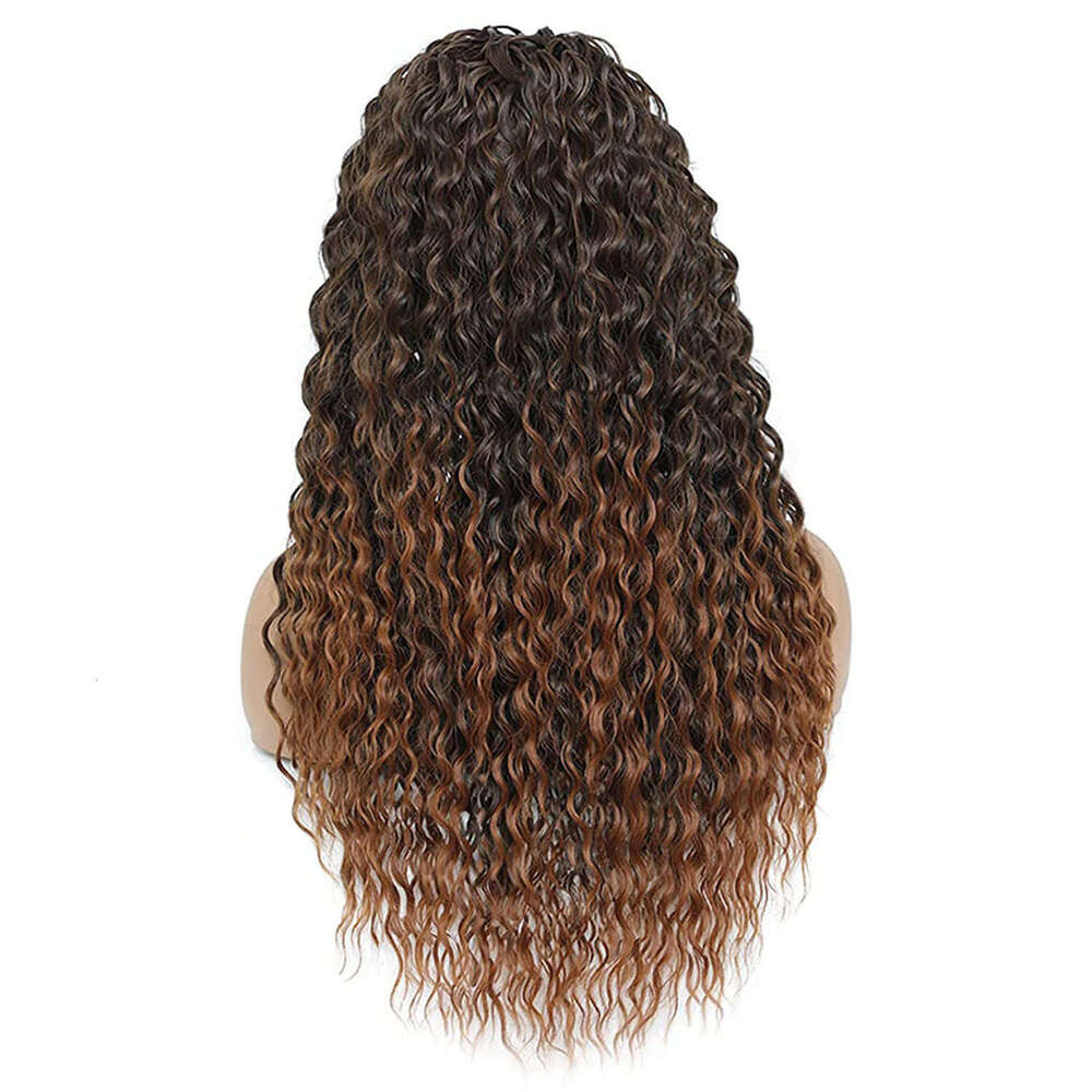 Headscarf Gradient Headband Ice Silk Hairband Long Curly Hair Small Curl Wig Cap