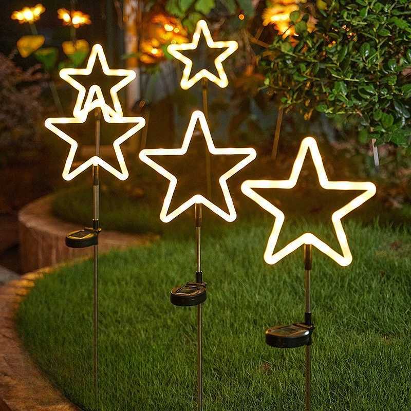LED Solar Garden Courtyard Floor Insert Lawn Colored Lights Waterproof Star Cactus-shaped LED Neon Floor Insert Lights W250607