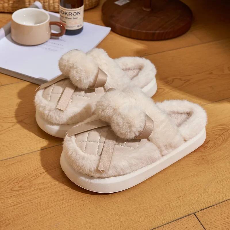 Ddmyoutdoor Women Winter Warm Short Plush Female Soft Thick Bottom Home Slippers Woman Non Slip Flat Heel Indoor Cotton Slides Beach Shoes outdoor sho