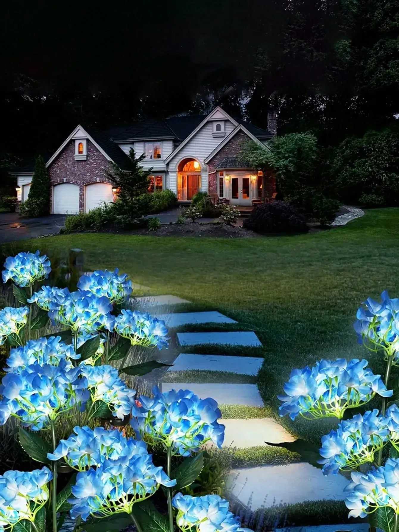 1PC Solar Hydrangea Lights With 3 Heads LED Artificial Flower Lights Used For Outdoor Yard Garden Lawn Fence Pathway Decoration W250607