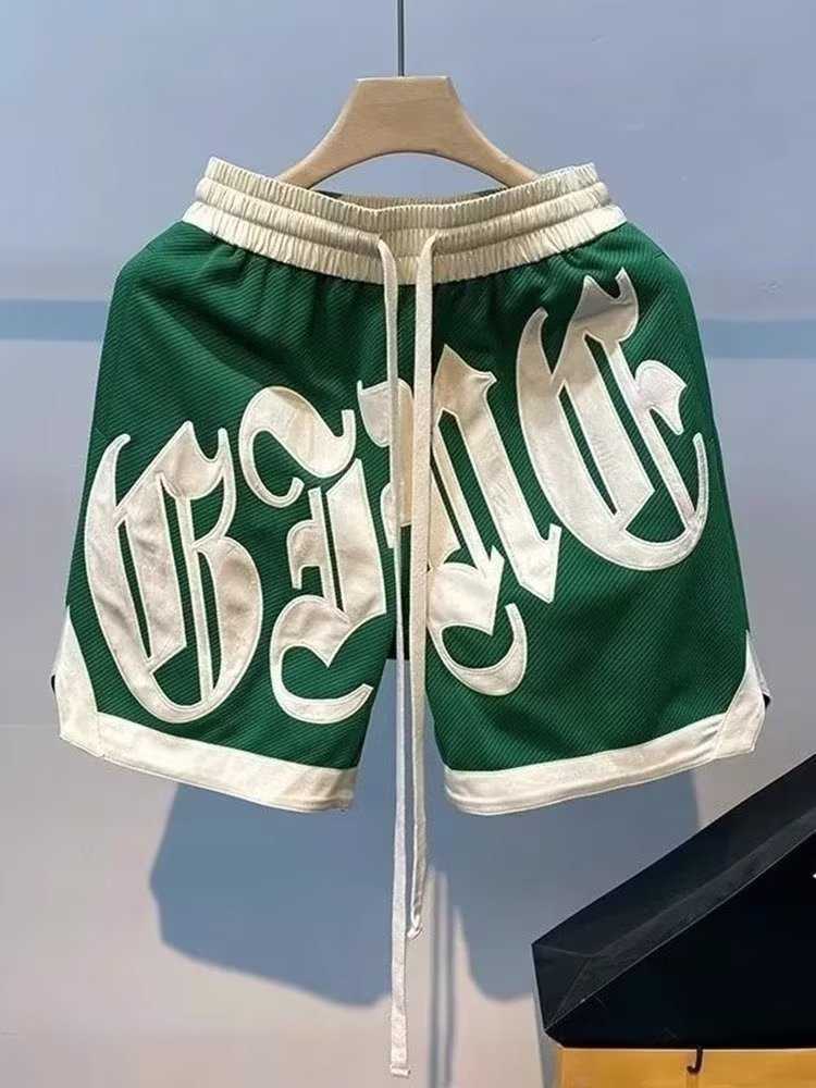 2025 Classic Style Ins Casual Cool and Stylish Letter Graphic Fashionable Loose Trendy Men's Summer Hip-Hop Sport Five-Piece Pants